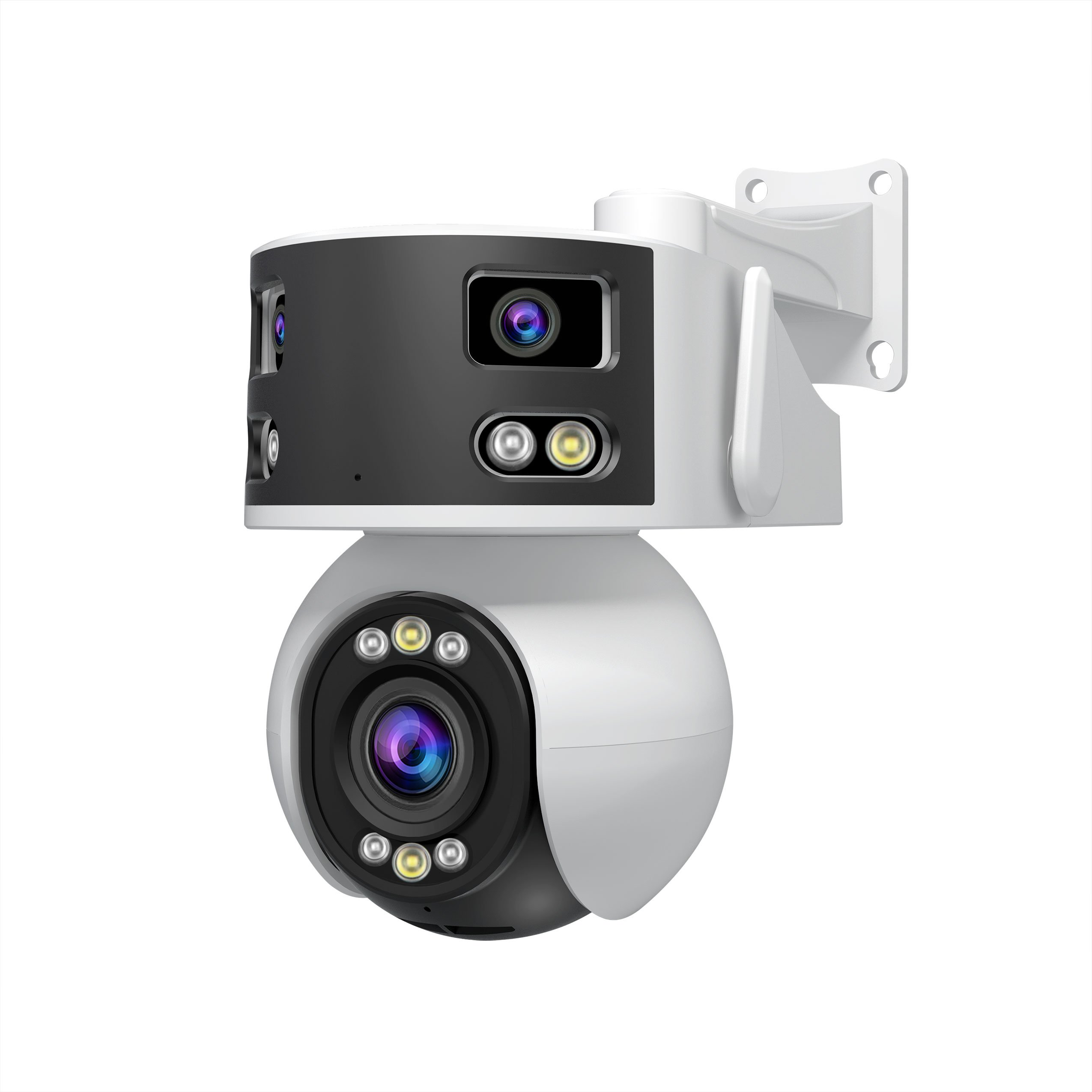 SriHome Wireless IP Camera with Three Lenses 5x Optical Zoom Support 256GB TF Card and Human Face, Car Model, Flame Recognition
