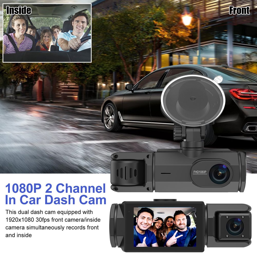 Screen 1080P HD Driving Recorder 3 Channel HD Infrared Night Vision Camera Car DVR Dash Cam With WiFi Car Black Box