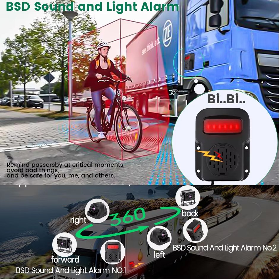 10 Inch Touch Screen 4CH Smart BSD Alarm Truck Bus Car DVR Video Recorder Monitor with 4 PCS AHD 1080P IR Night Vision Cameras