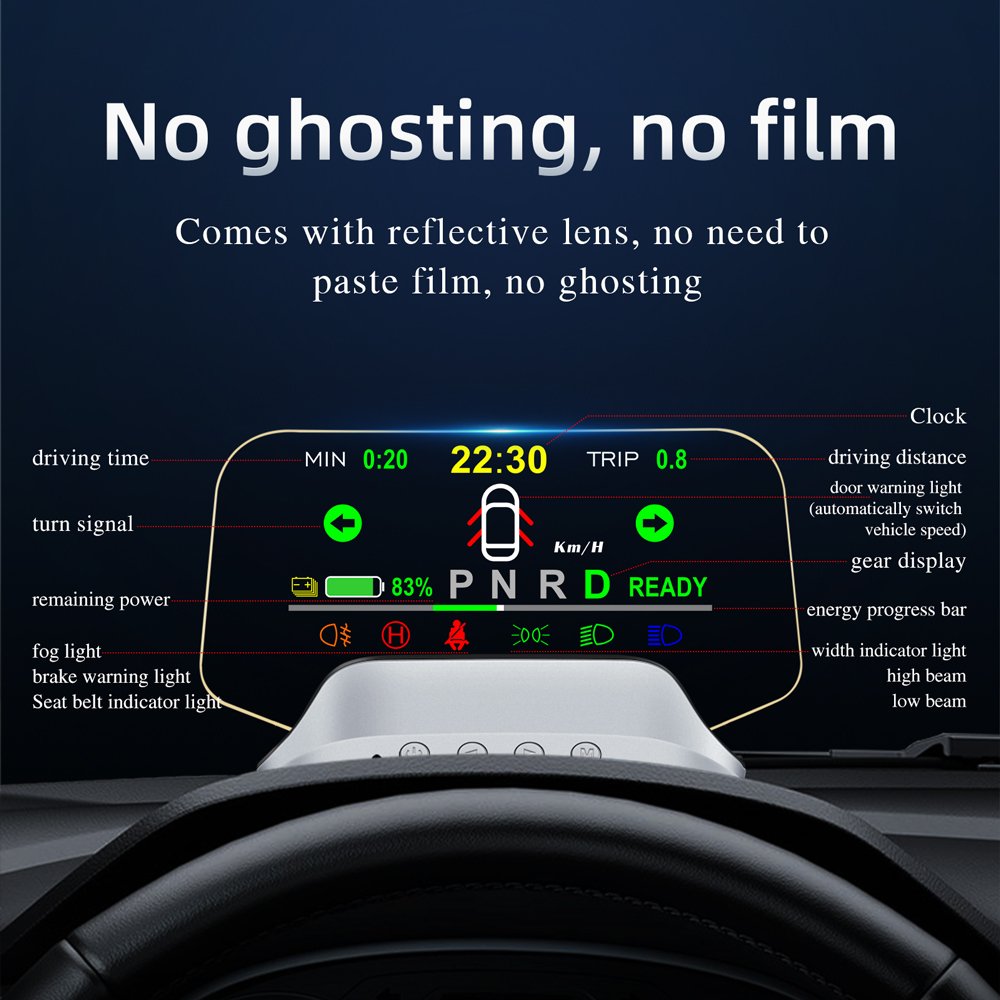 2023 T3 Auto Tesla Model 3 HUD Head-up Display Handtaschen MPH KMH Speed Alarm Turn Signal Accessories
