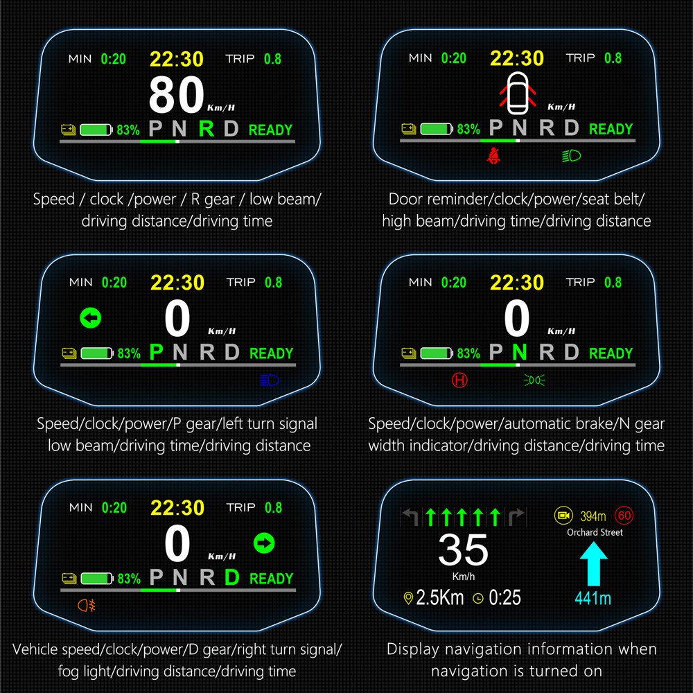 2023 T3 Auto Tesla Model 3 HUD Head-up Display Handtaschen MPH KMH Speed Alarm Turn Signal Accessories