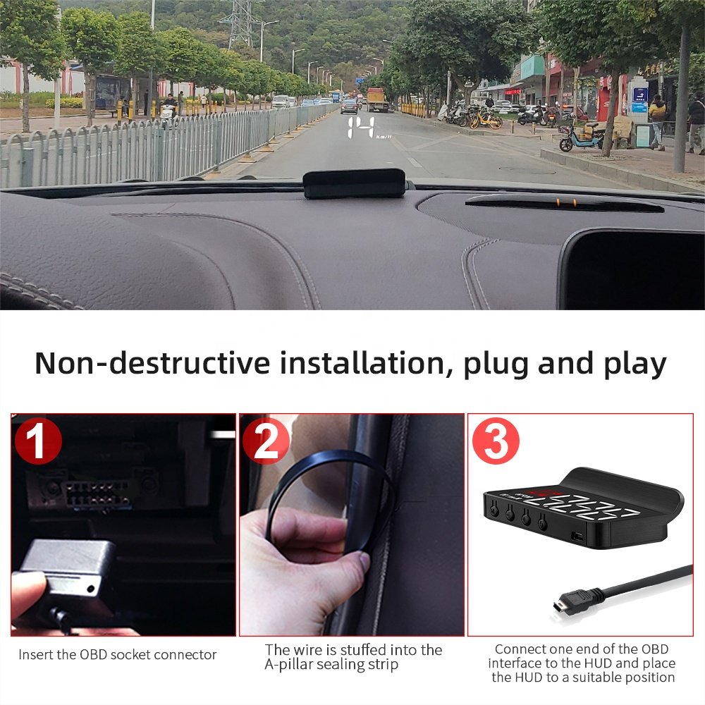 WiiYii Factory Direct M3 OBD2 Mirror Speedometer LED Head Display Car Truck Features Speed Water Temp Display Direct OBD