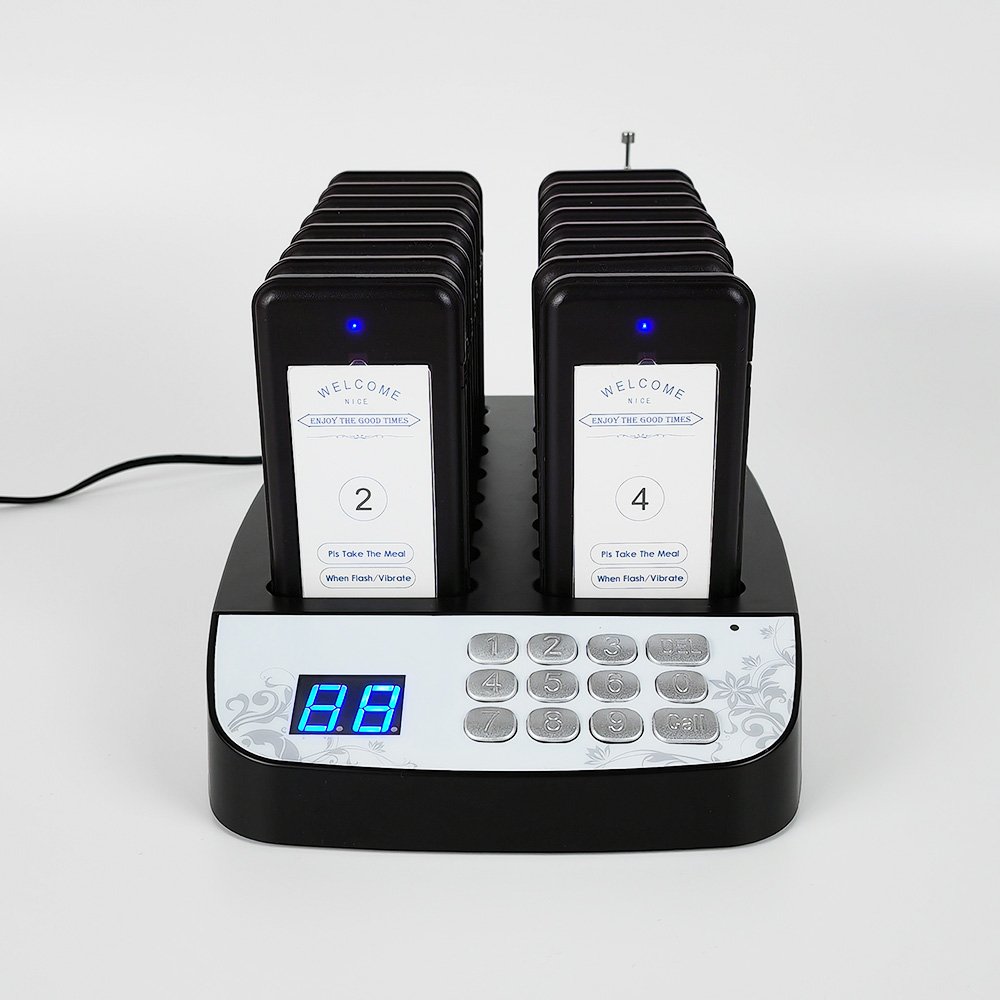 JIANTAO JT-916 With 16 Vibrator Receivers Wireless Calling Bell Pager System Restaurant Buzzer for Hookah Coffee Bar Canteen