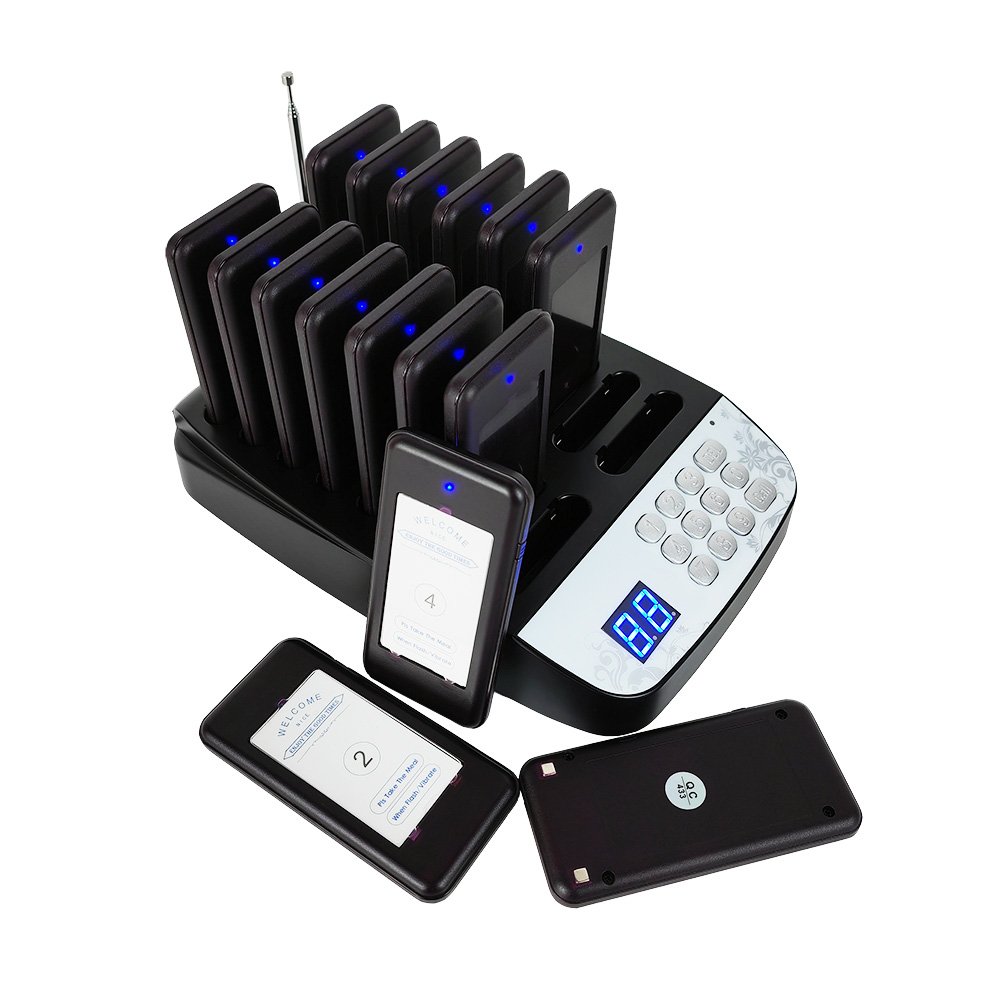 JIANTAO JT-916 With 16 Vibrator Receivers Wireless Calling Bell Pager System Restaurant Buzzer for Hookah Coffee Bar Canteen
