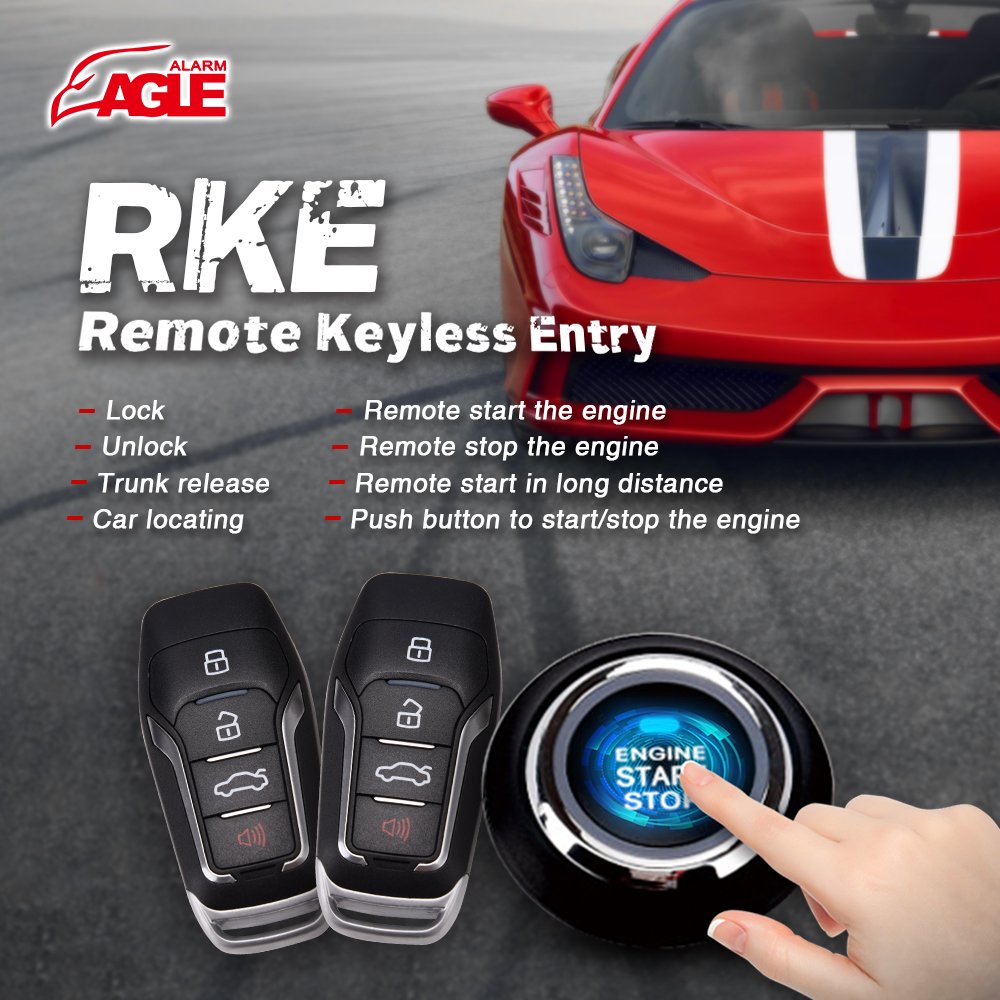 RKE Push Button Start Stop Engine Kit With Remote Engine Start Keyless Entry Car Alarm System for Toyota