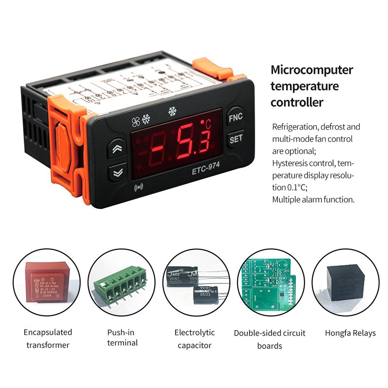 Thermostat for Indoor Use for Refrigerator Freezer Display Cabinets ETC-974 Digital Temperature Controller