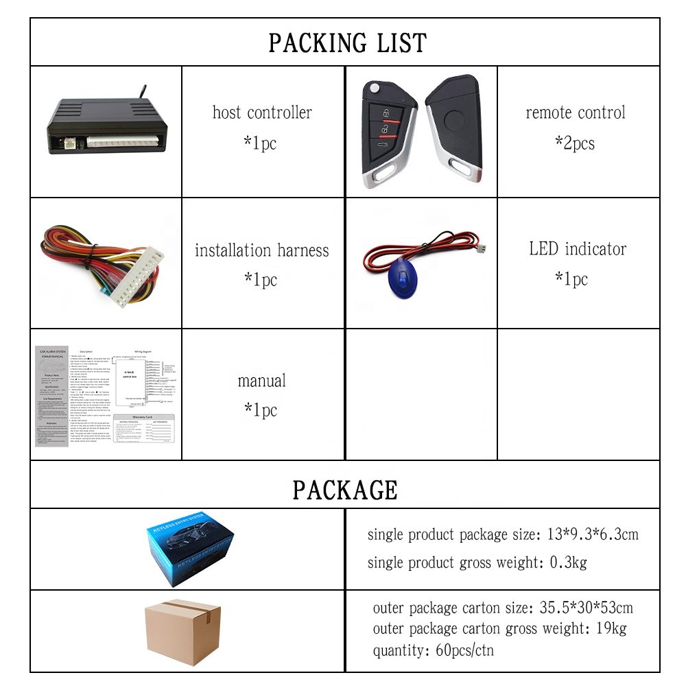 Remote Keyless Entry Car Remote Central Locking System for All Vehicles