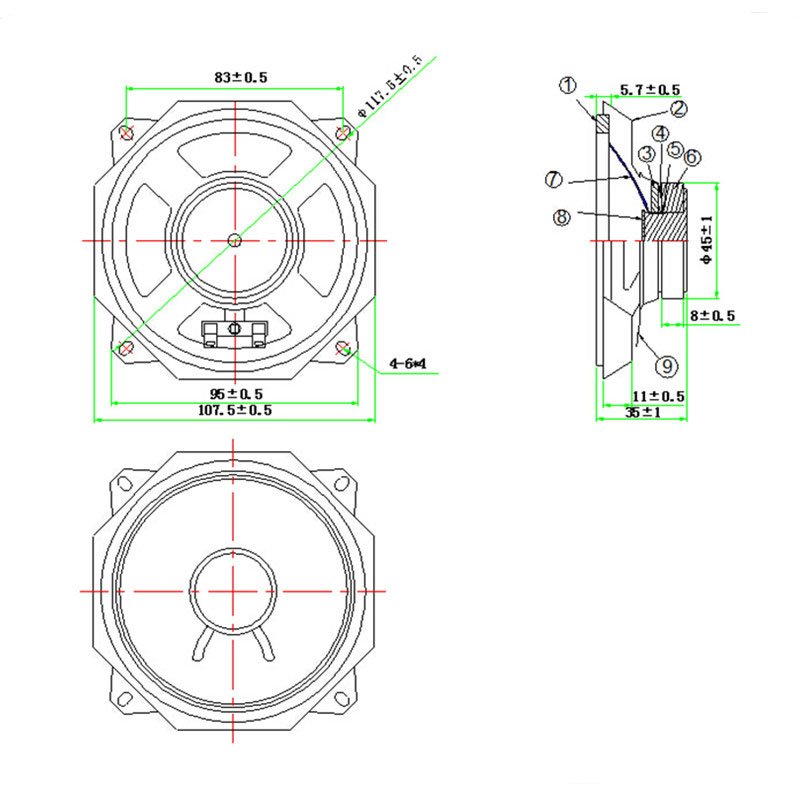 LS102W-55-R4 4inch 3W 4Ohm Paper Cone Ferrite Magnet 92dB 3.46V Car Alarm System Loudspeaker