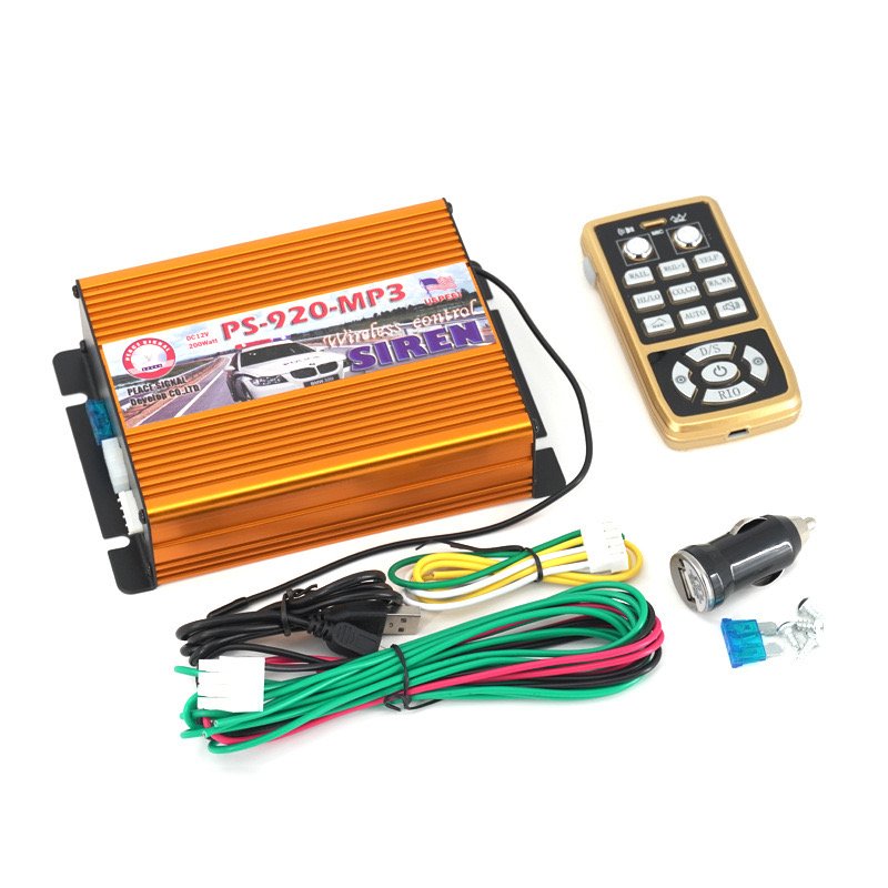 12V 18 Sound Loud Siren 12V Alarm 200W Car Ambulance Fire Truck Warning Alarm Siren Horn Alarm Siren MP3 Function