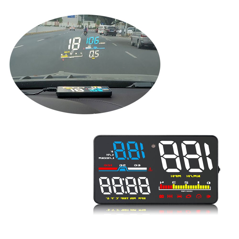 Hot Selling 5 Inch OBD2 Car Accessories HUD D5000 Car Multi-Function Head up Display Digital Speedometer With Alarm Function
