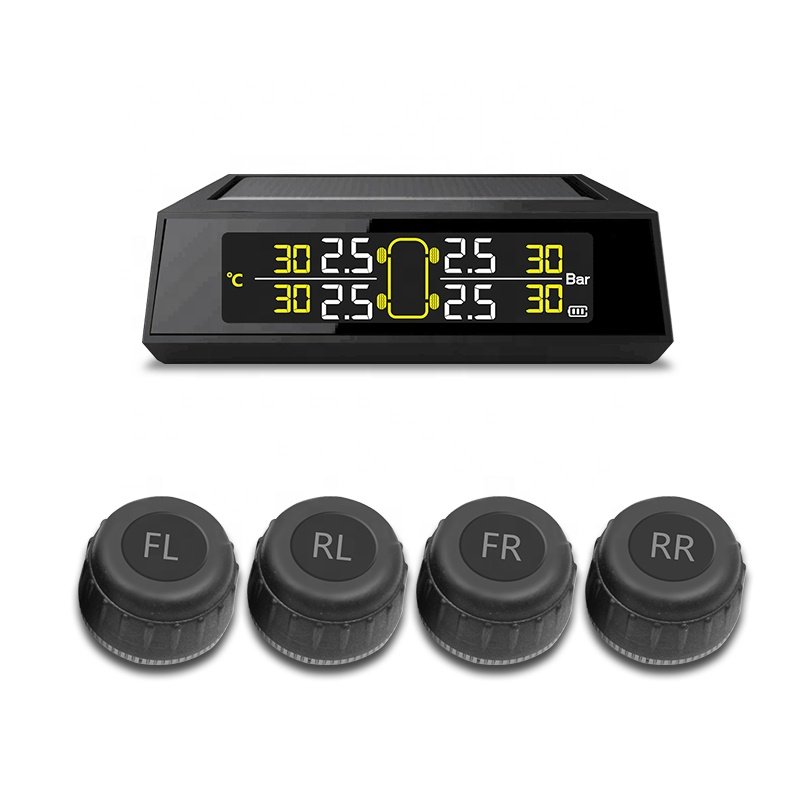 Car Tyre Pressure Monitoring System Solar Charging LCD Display Car Alarms Wireless TPMS External Sensor