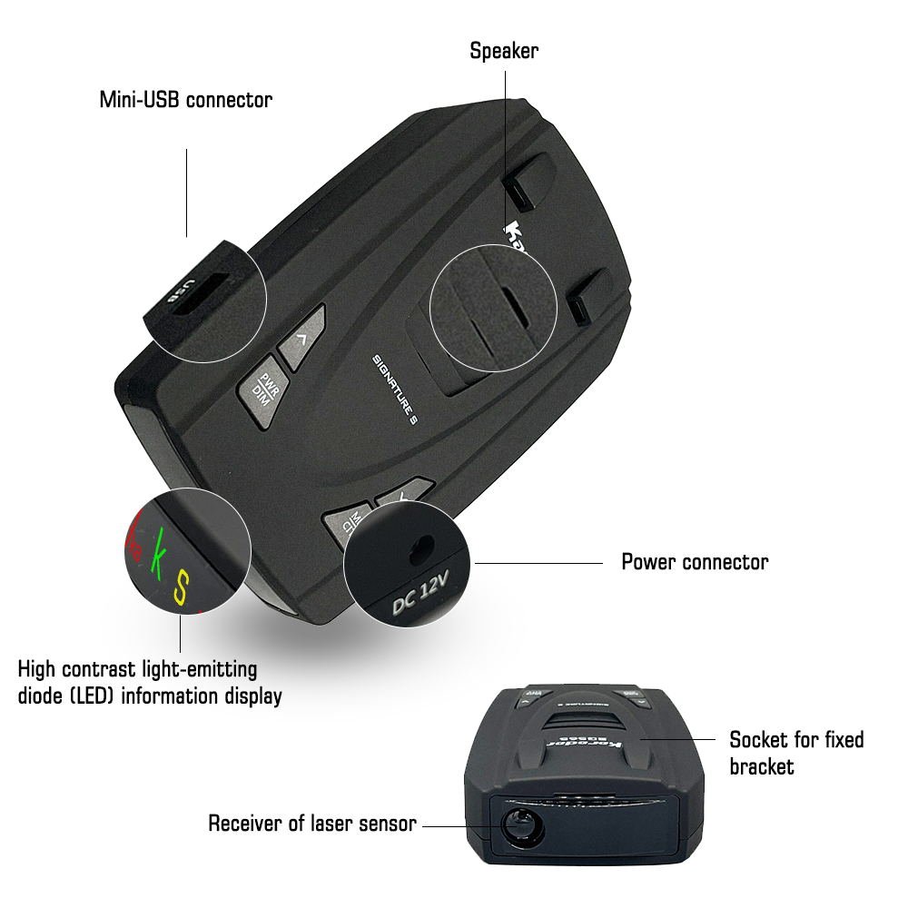 Radar Speed Detector Extended Range Car Radar Detector Real Time Voice Alerts Laser Alarm Detector for Vehicle