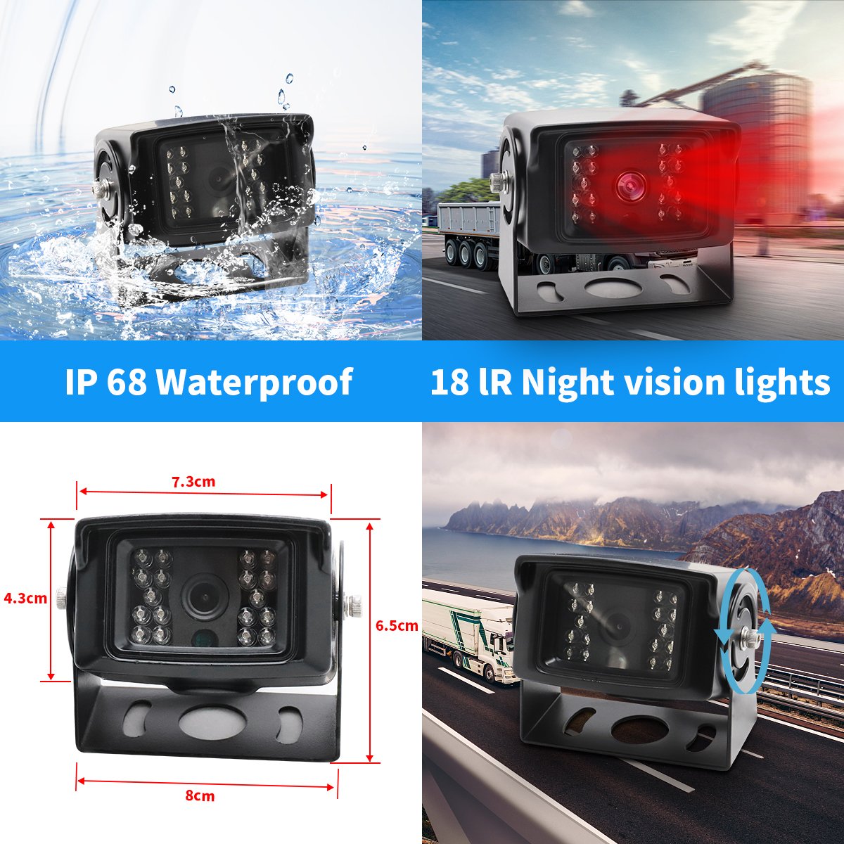 AI BSD Blind Spot Detection System Vehicle and Pedestrian Active Detection Anti Collision Warning Forklift Camera Monitor System