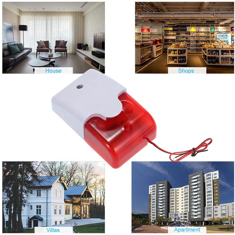 Factory 110dB Mini Wired Cheap Price 12V Wired Buzzer Alarm Strobe Siren Fire Alarm High Loud Low Loud Strobe Siren