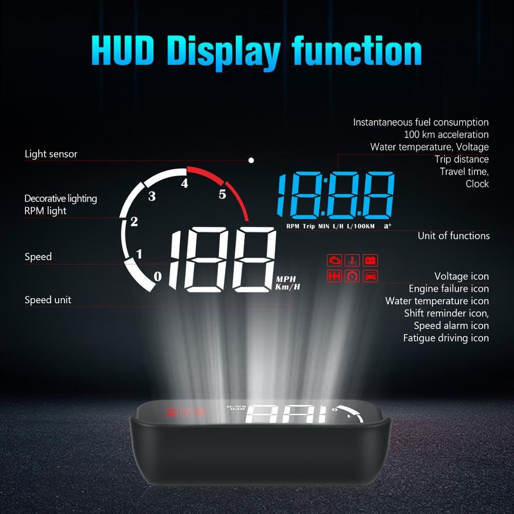 NEW Multifunction M10 Car OBD2 HUD Head up Display Projector Car Over Speed Alarm Water Temperature Rotating Speed Display