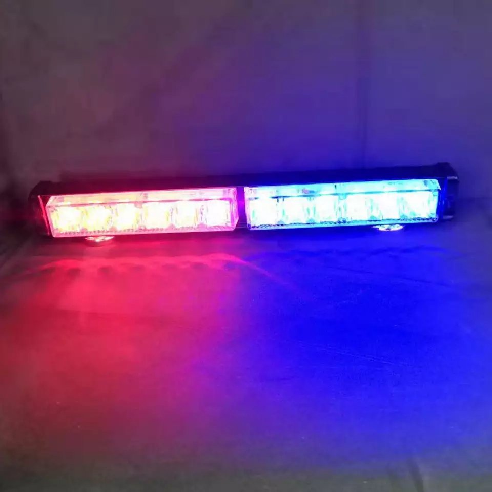 12 LED Dash / Screen Mount Lightbar Led Vehicle Car Dash Strobe Deck Warning Emergency Flash Lights Red & Blue 12V