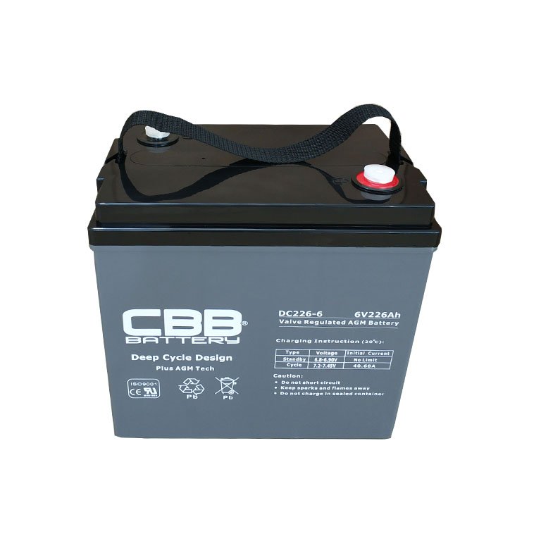 DC226-6 6V226AH Deep Cycle AGM Valve Regulated Lead Acid Battery for Electric Vehicles for Electric Cars Golf Carts Boats
