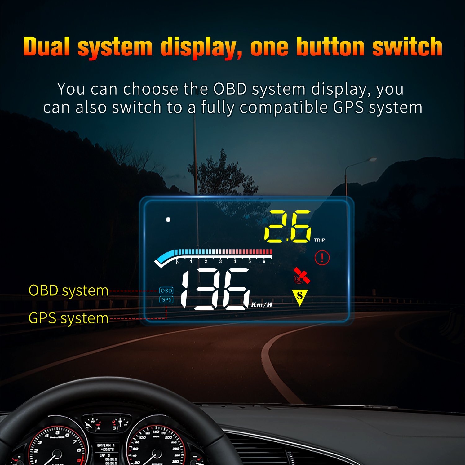 GPS HUD Display M17 HUD Obd2 Speedometer Diagnostic Tools with Auto Fuel Consumption on All Cars