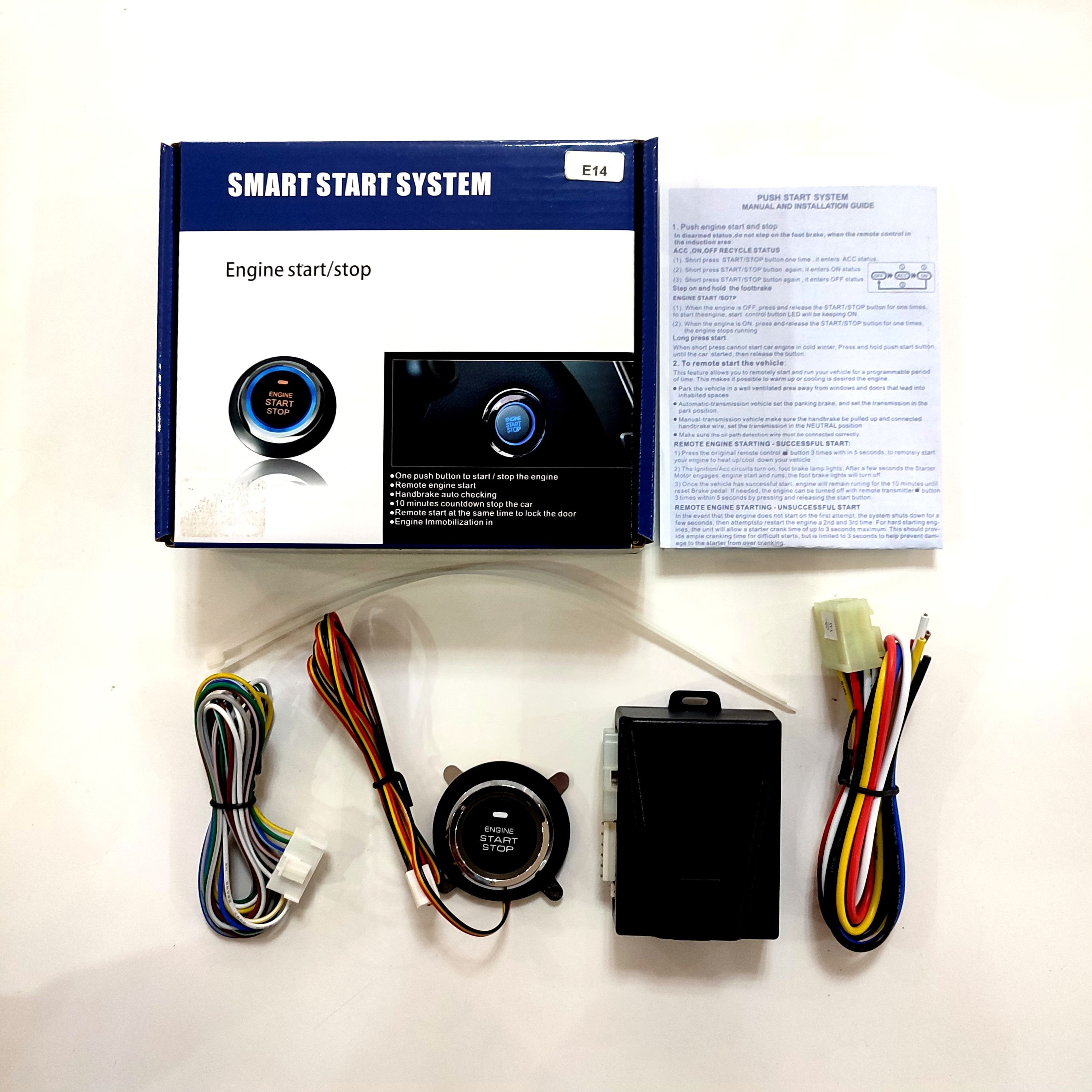 Ck1 Universal Keyless Push Button Start Remote Control Engine Start Stop Auto Car Alarms System Kit E14