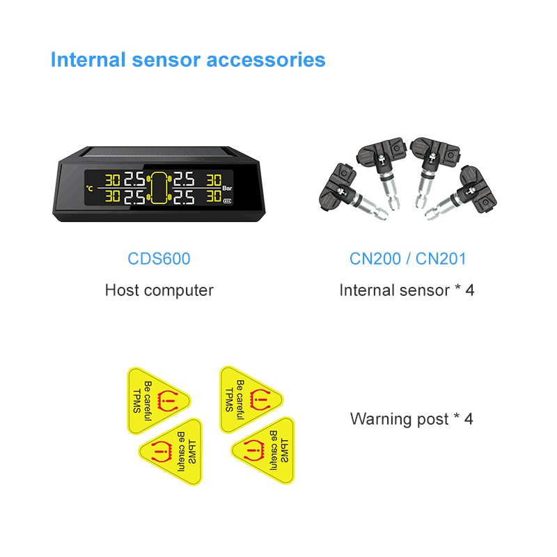 Solar Power Tpms with Internal Sensors for Car Charging LCD Display Car Alarms Wireless TPMS