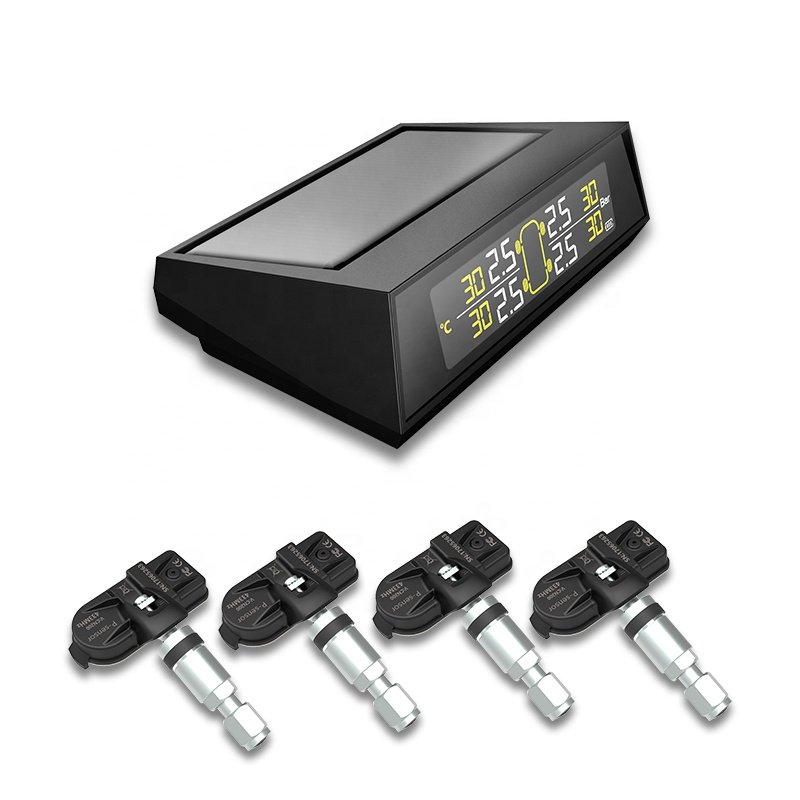 Solar Power Tpms with Internal Sensors for Car Charging LCD Display Car Alarms Wireless TPMS