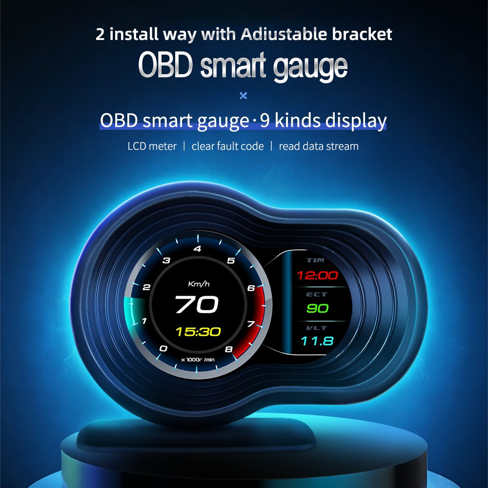 Car Display Head up Displays Car OBD LCD Multifunction Meter Portable HD HUD Overspeed Alarm Fuel Consumption