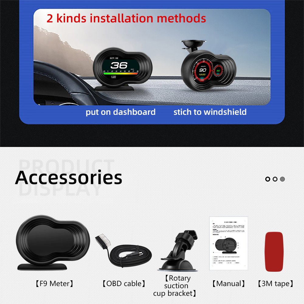 Car Display Head up Displays Car OBD LCD Multifunction Meter Portable HD HUD Overspeed Alarm Fuel Consumption