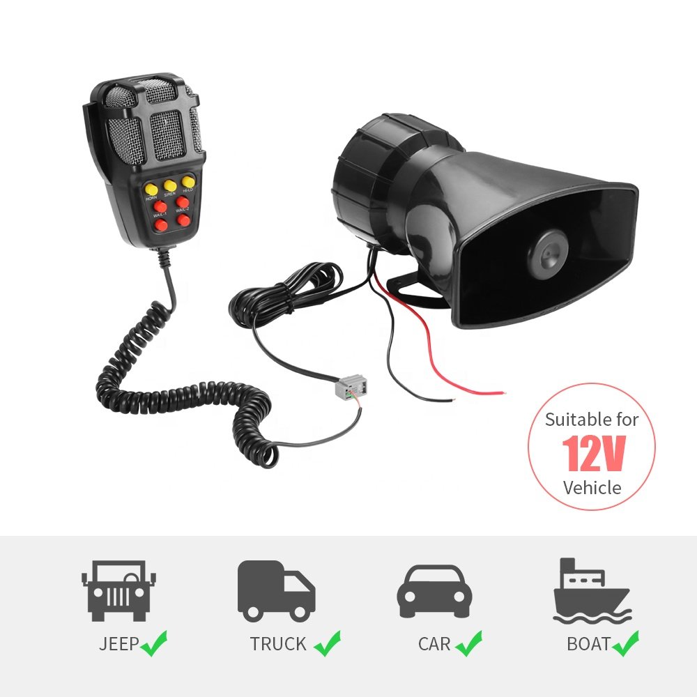 Hot Sale 7 Tones Alarm Car Horn Security Alarm Siren Horn With Microphone