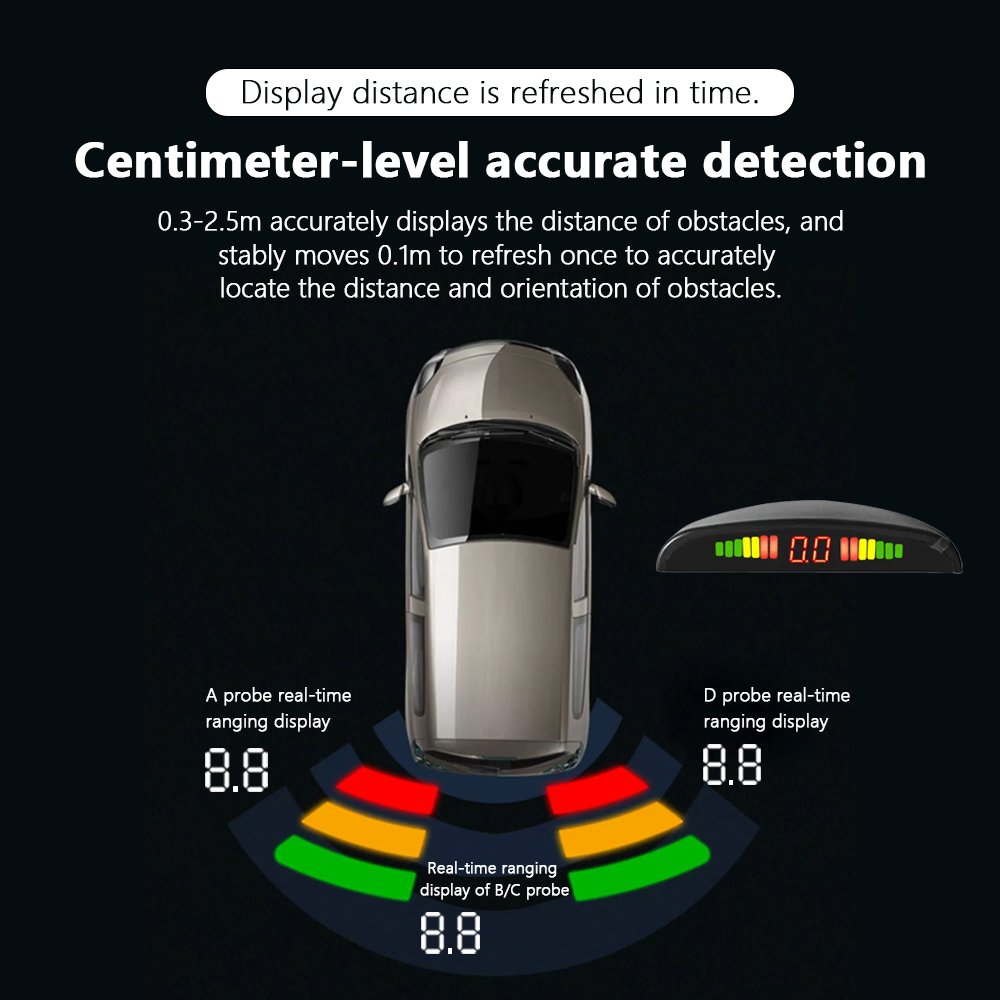 E-Too Hot Selling 18Mm 22Mm BiBi Reversing Parking Sensors Radar Detector Waterproof Led Car Parking Sensors Front and Rear