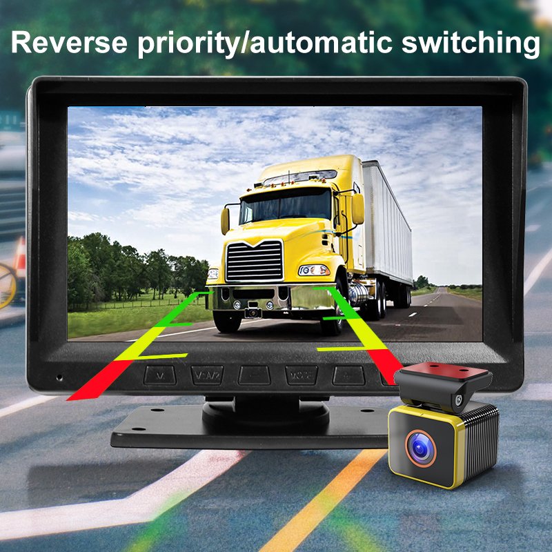 7inch MP5 BSD Kits Blind Spot Audible and Visual Alarm Monitoring System IPS Touch Screen with 2pcs 1080p Camera for Vehicle