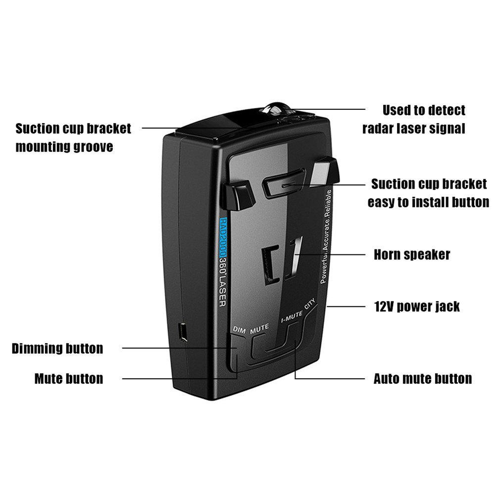 RAD2000 Radar Detector English/Russian 16 Band Auto Radar Speed Detector With LED Display and Voice Alert