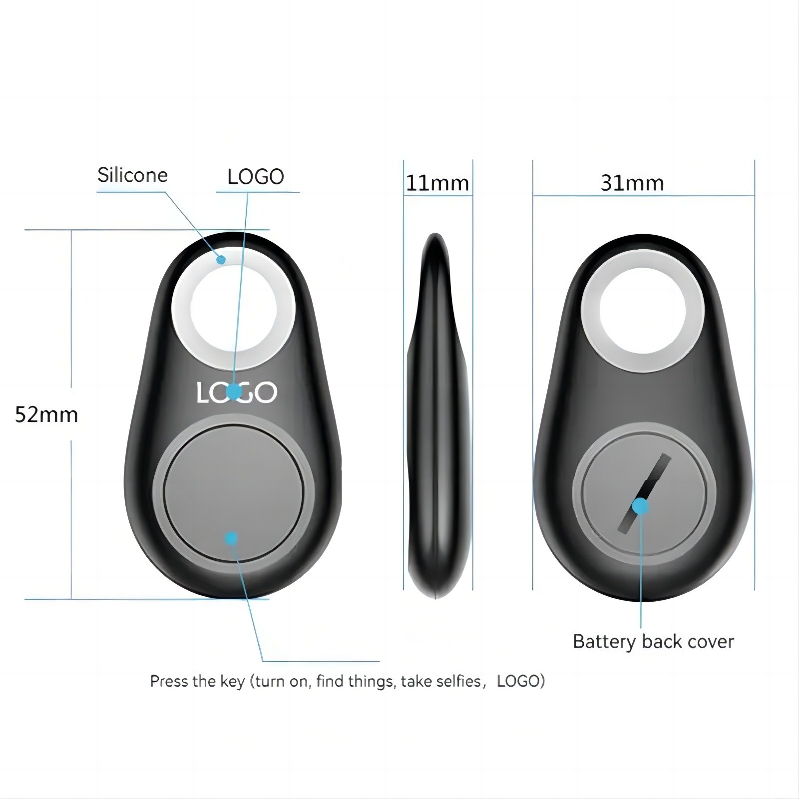 Pets Accessories Mini GPS Tracers Anti-Lost Waterproof Bluetooth GPS Locator Tracer for Dog Cat Kids Key GPS Dog Tracker Smart