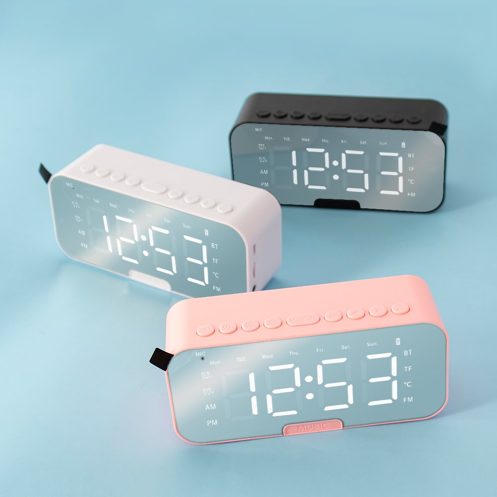 P6 Trending Product Cool Gadgets Smart Electronics Waterproof Boomboxes Blue Tooth Alarm Clock Portable Speakers
