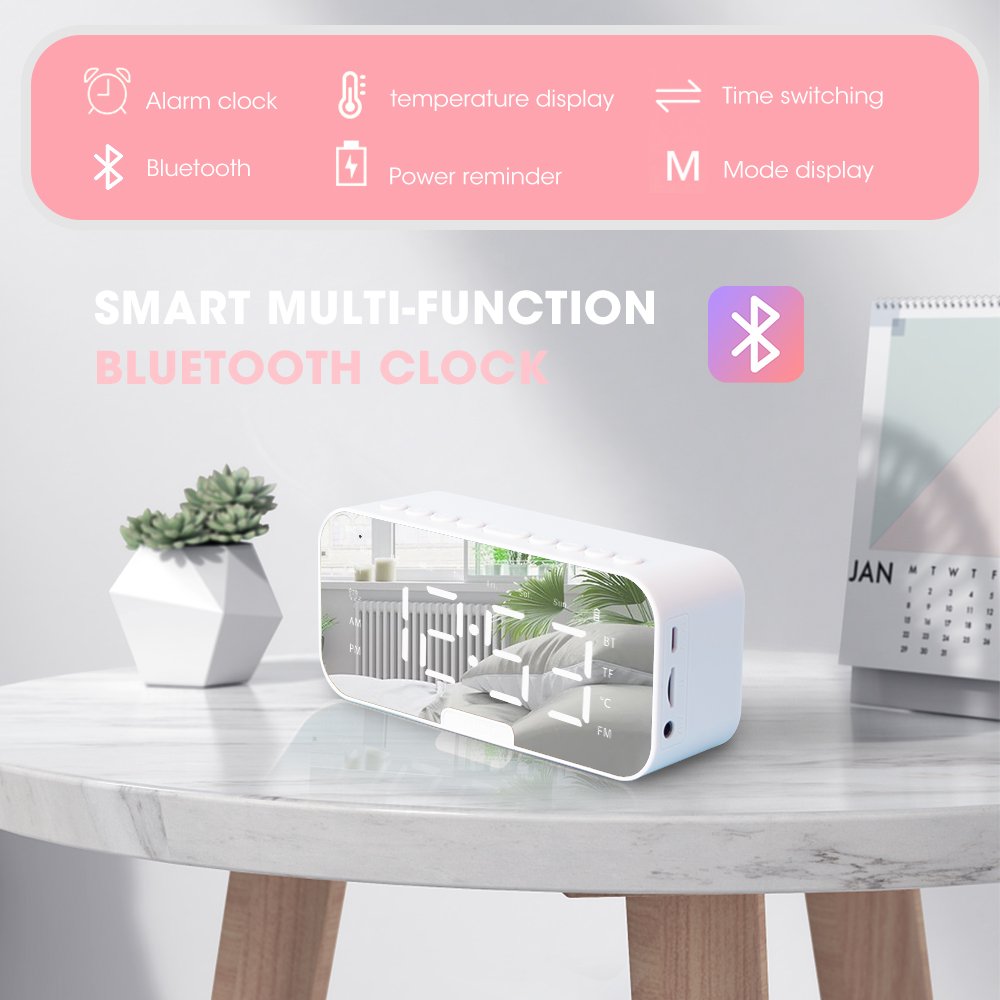 P6 Trending Product Cool Gadgets Smart Electronics Waterproof Boomboxes Blue Tooth Alarm Clock Portable Speakers