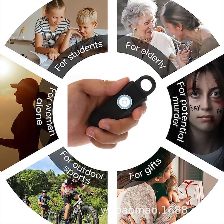 Women Self Defense Accessories Security Siren 130db Flashlight Keychain Personal Alarm Safety
