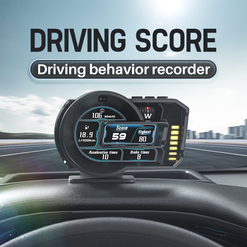 Lancol A590 Smart Gauge GPS Tracking Dual System OBD+GPS Full LCD Display Security Recorder Car Head Display Water Temperature