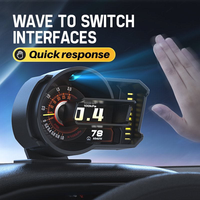 Lancol A590 Smart Gauge GPS Tracking Dual System OBD+GPS Full LCD Display Security Recorder Car Head Display Water Temperature