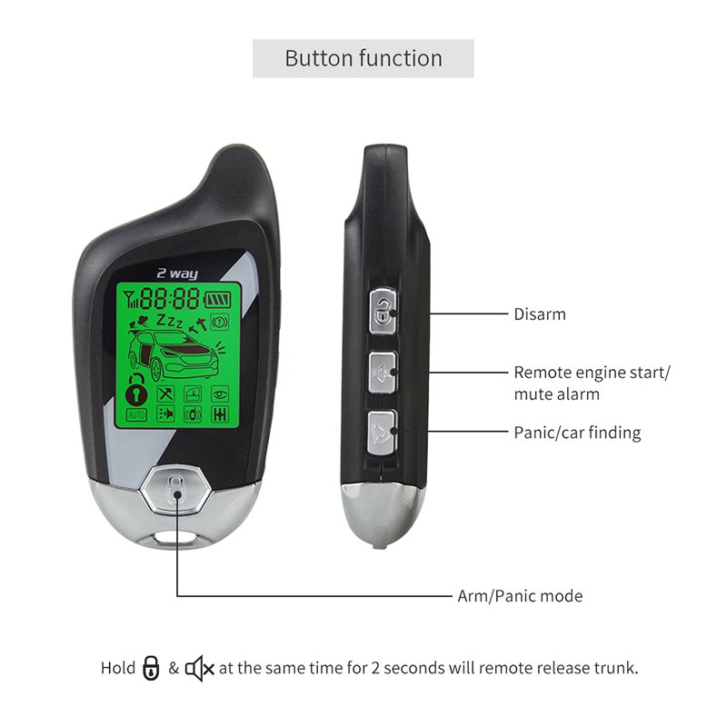 2 Way LCD Pager Display Security Car Alarm System Vibration Alarm Universal DC12V Microwave/shock Sensor Warn Remote Start