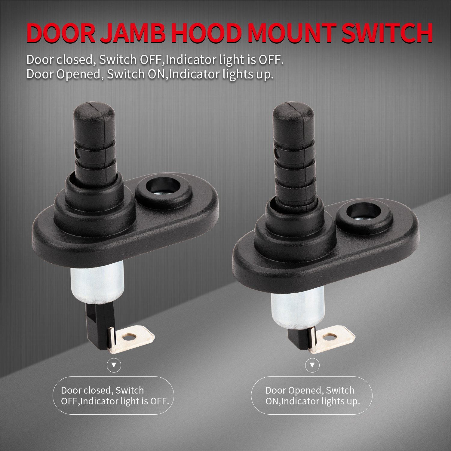 Universal Car 12 Volt Safety Hood Door Pin Switch Momentary 20A 12V DC ON-(OFF) Side Door Control Switch for Auto Truck