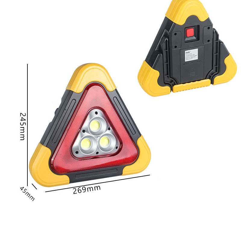 Portable Battery Powered Car Triangle Warning Light Reflective Emergency Traffic Sign Recognition Barricade Safety Tool