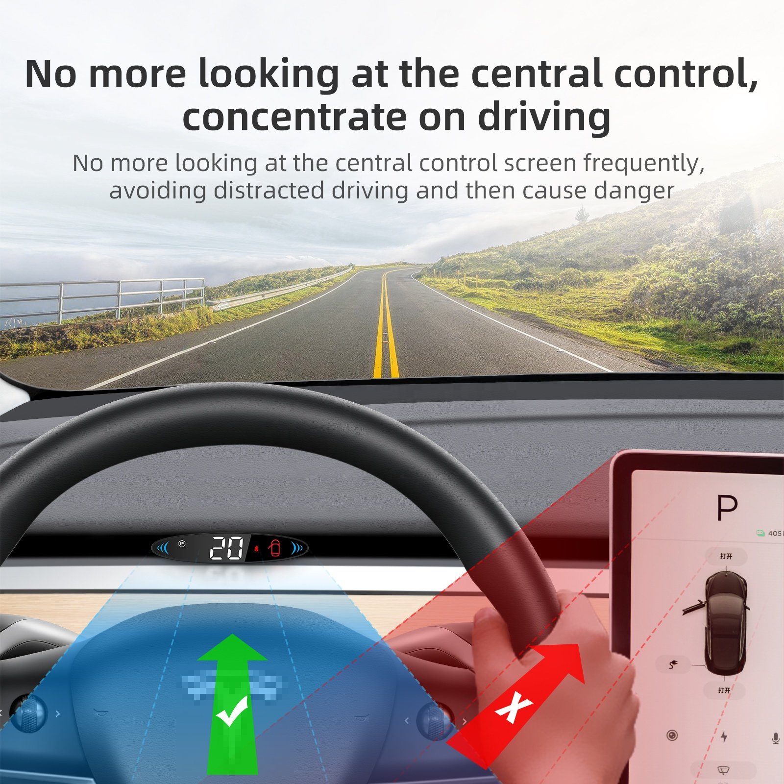 WiiYii 2025 Hot Sale Auto Electronics Smart HUD T6 Model Multi-Function LED Head up Display for Cars Speed Gauge Tesla Model 3 Y