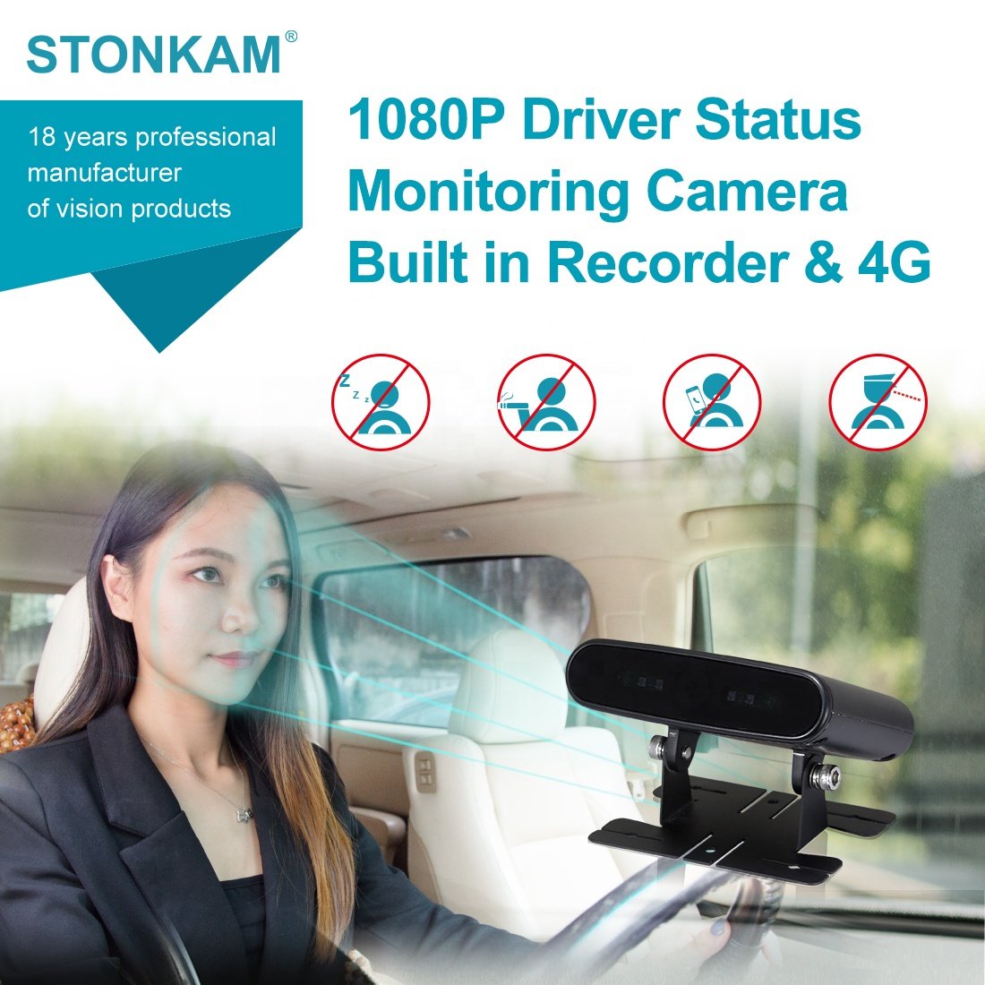 STONKAM Driver Fatigue Monitor Anti Sleep Alarm Devices Car Driver Fatigue Monitor for Truck