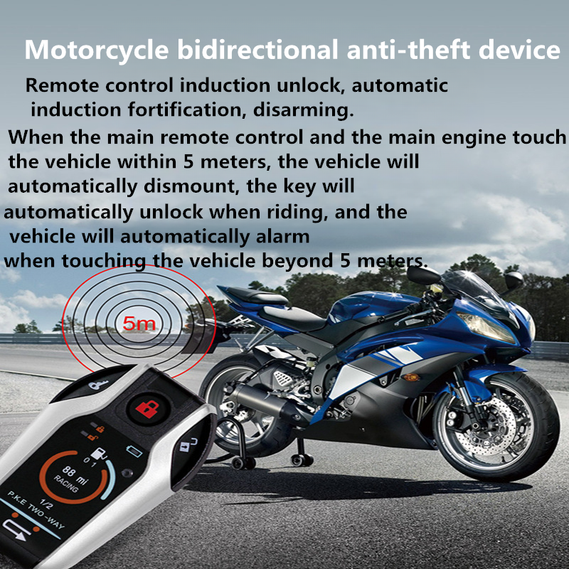 Motorcycle Bidirectional Anti-theft Device with Automatic Locking Unlock One Key Start Flameout Function Alarm