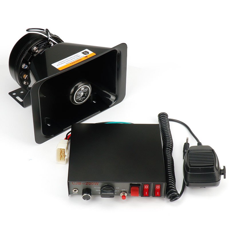 X-7SEVEN Car Siren Electronic Alarm Horn 9 Tone Loud Sound Emergency Warning with PA System Microphone Speaker Sirene 12v