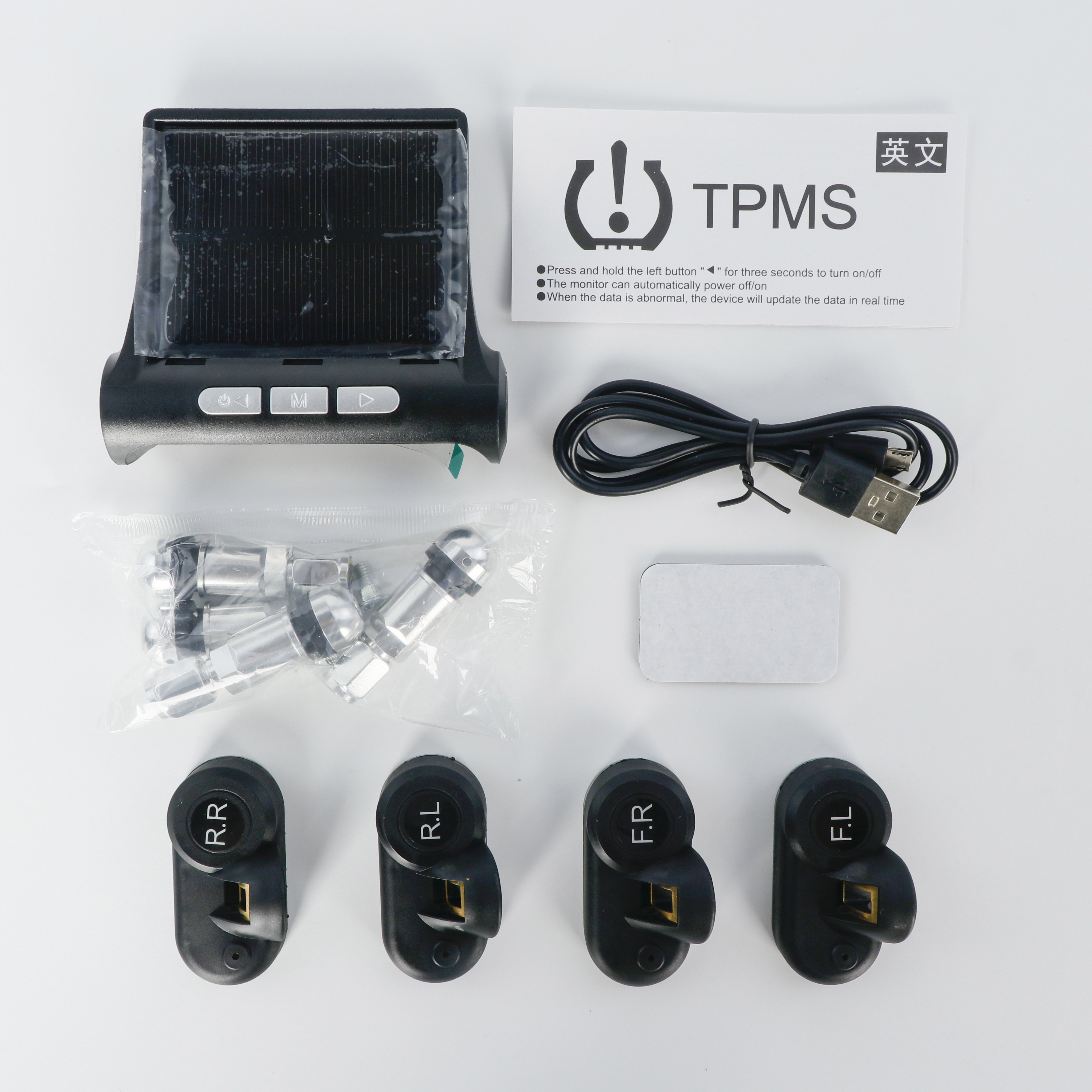 Solar Power Digital Lcd Display Auto Security Alarm Systems Pressure Internal Sensor Tyre Pressure Monitoring System for Cars
