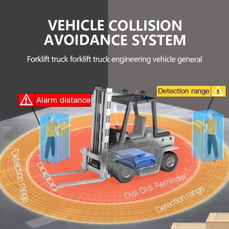 Forklift Reversing Assist,radar Detector Oil Truck Universal 10-80V Area Buzzer Voice Alarm,forklift Collision Prevention System
