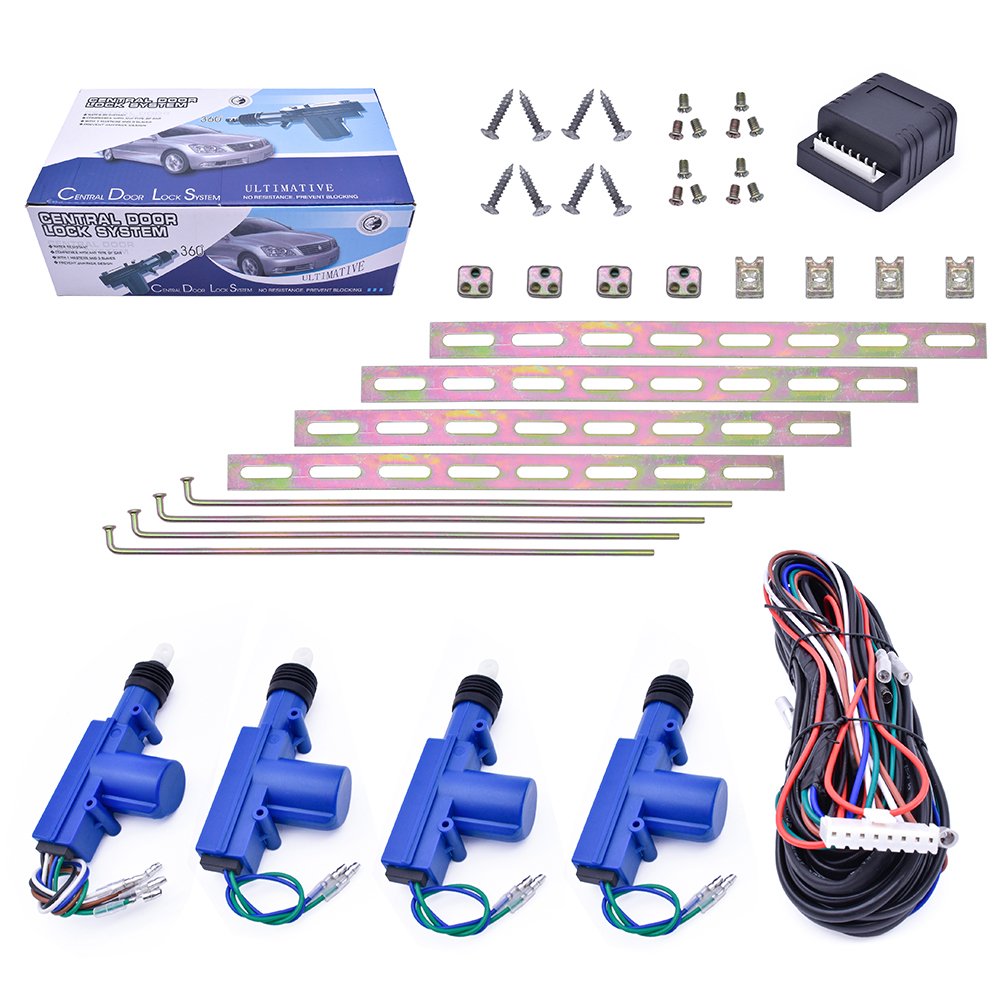 Factory Hotsale South America DC 12V Universal Car Remote Central Power Door Locking 4 Doors Car Central Lock System Blue Color