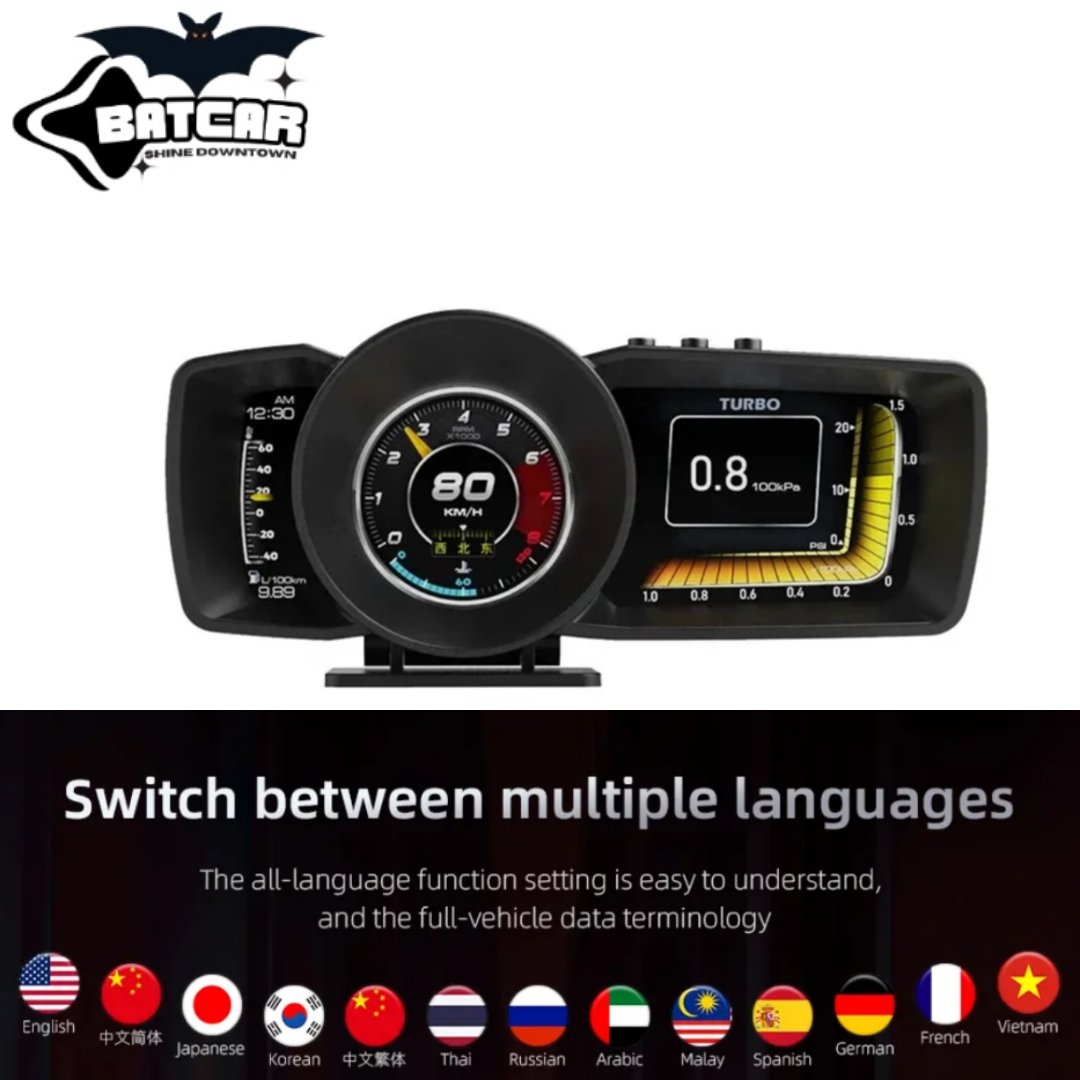 2024 Latest HUD Car Head-up Display LCD Smart Instrument Driving Time, Driving Speed and Other Monitoring