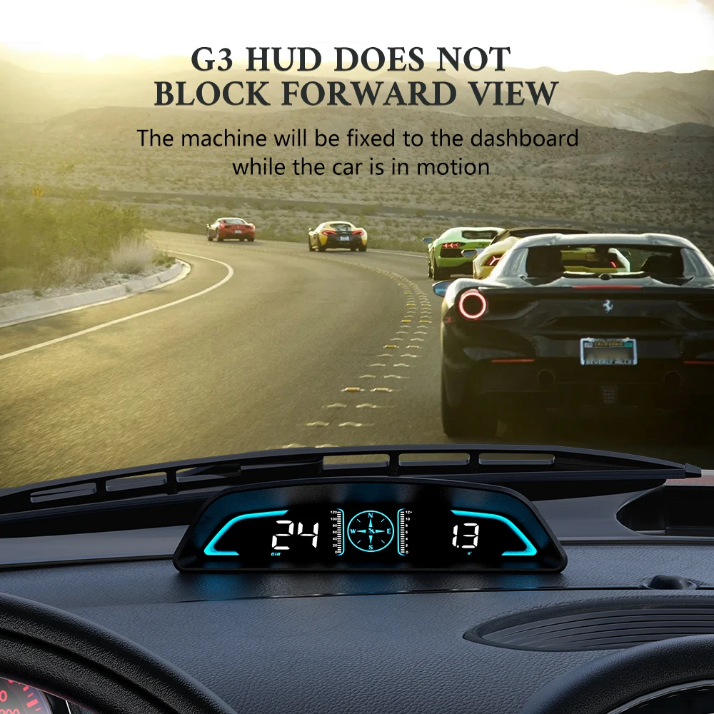 WYOBD G3 GPS HUD Auto Speedometer Head up Display Car Smart Digital Alarm Reminder Meter Electronics Accessories for All Car