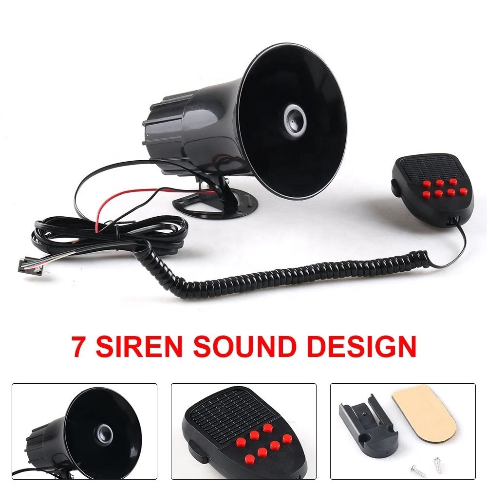 Waterproof 12v 100w 7 Tones Alarm Car Horn Siren Horn With Microphone